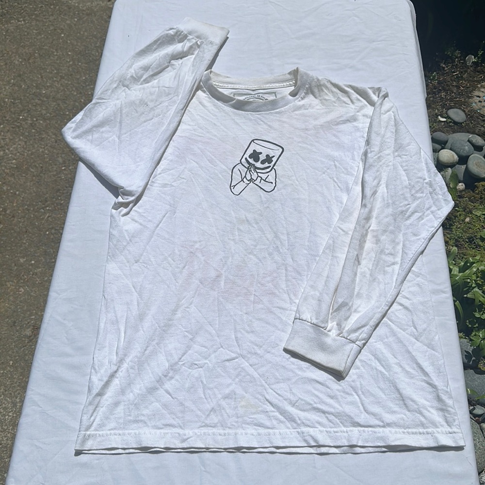 Marshmello -welcome to the mellogang- L/S graphic tee front & back print white M